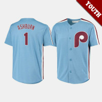Youth Philadelphia Phillies Richie Ashburn #1 Light Blue Cooperstown Collection Road Jersey