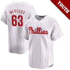 Michael Mercado #63 Philadelphia Phillies Youth Home Jersey - White Elite