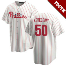 Orion Kerkering #50 Philadelphia Phillies Youth Home Jersey - White Replica