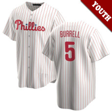 Pat Burrell #5 Philadelphia Phillies Youth Home Retired Player Jersey - White Replica