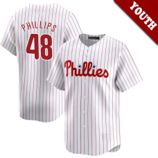 Tyler Phillips #48 Philadelphia Phillies Youth Home Jersey - White Elite