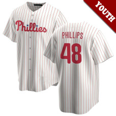 Tyler Phillips #48 Philadelphia Phillies Youth Home Jersey - White Replica